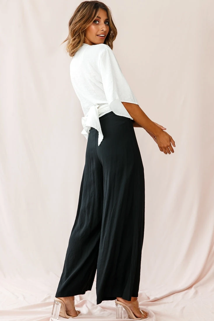 Saigon Wide Leg Eyelet Pants Black - Image 4