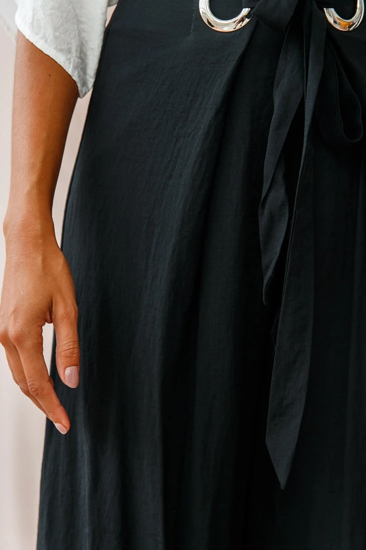 Saigon Wide Leg Eyelet Pants Black - Image 5