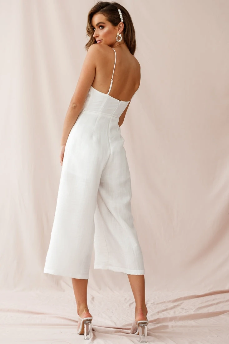 Charlie Structured Wide Leg Jumpsuit White - Image 3
