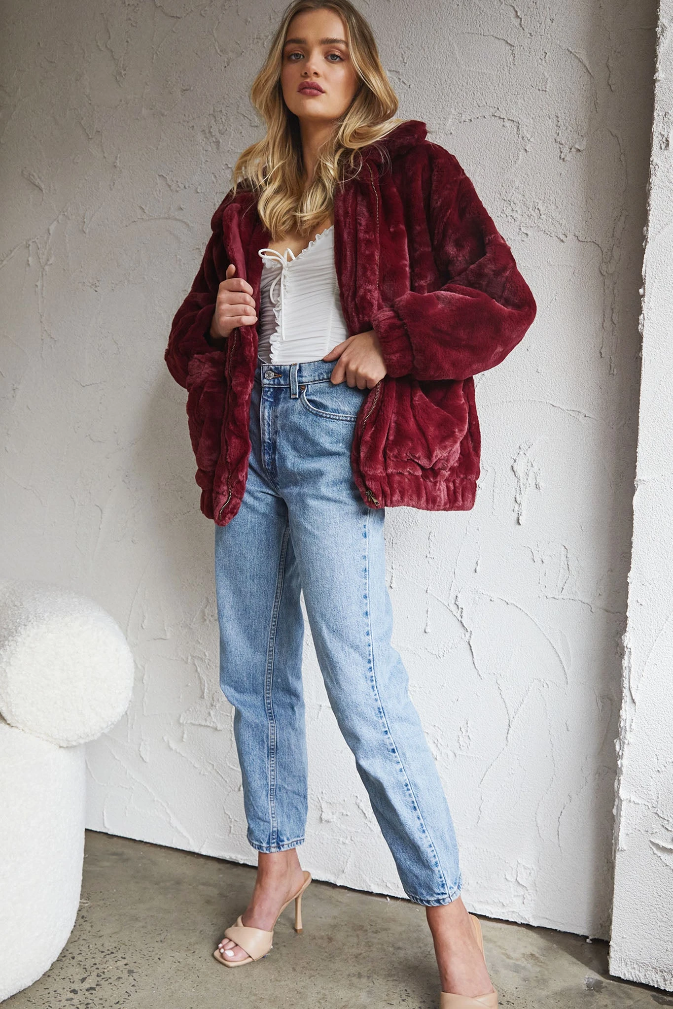 Chamonix Collared Zip Front Jacket Wine - Image 3