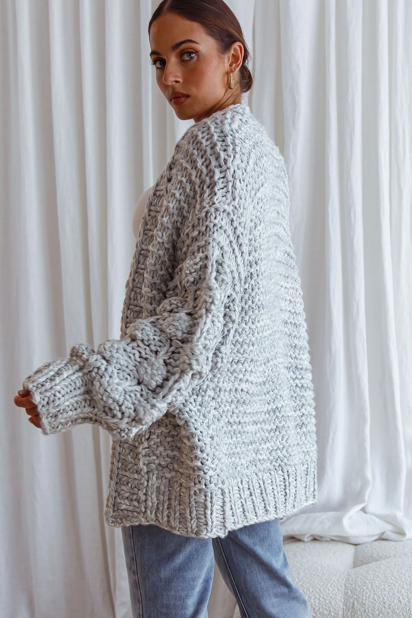 Moscow Chunky Knit Oversized Cardigan Marble - Image 2