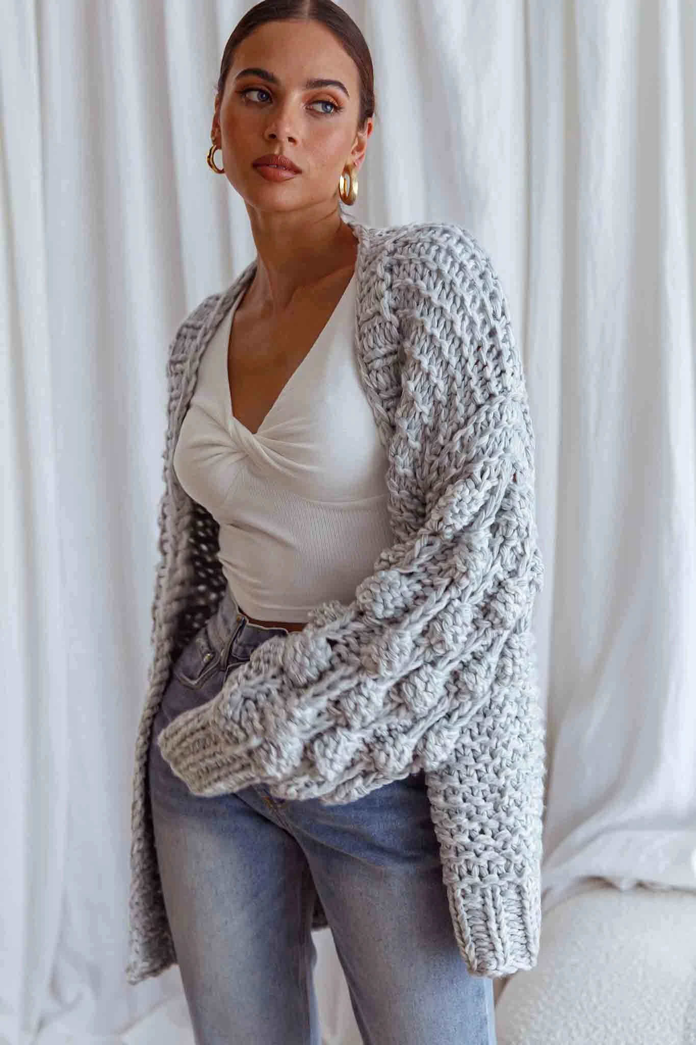 Moscow Chunky Knit Oversized Cardigan Marble - Image 6