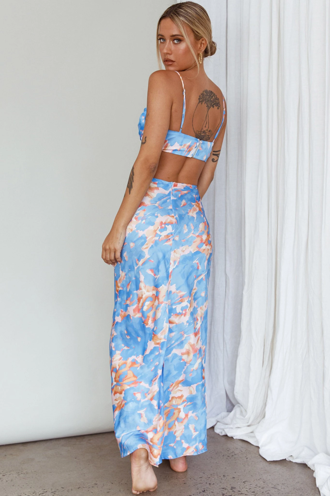 Well Versed Maxi Skirt Abstract Blue - Image 2