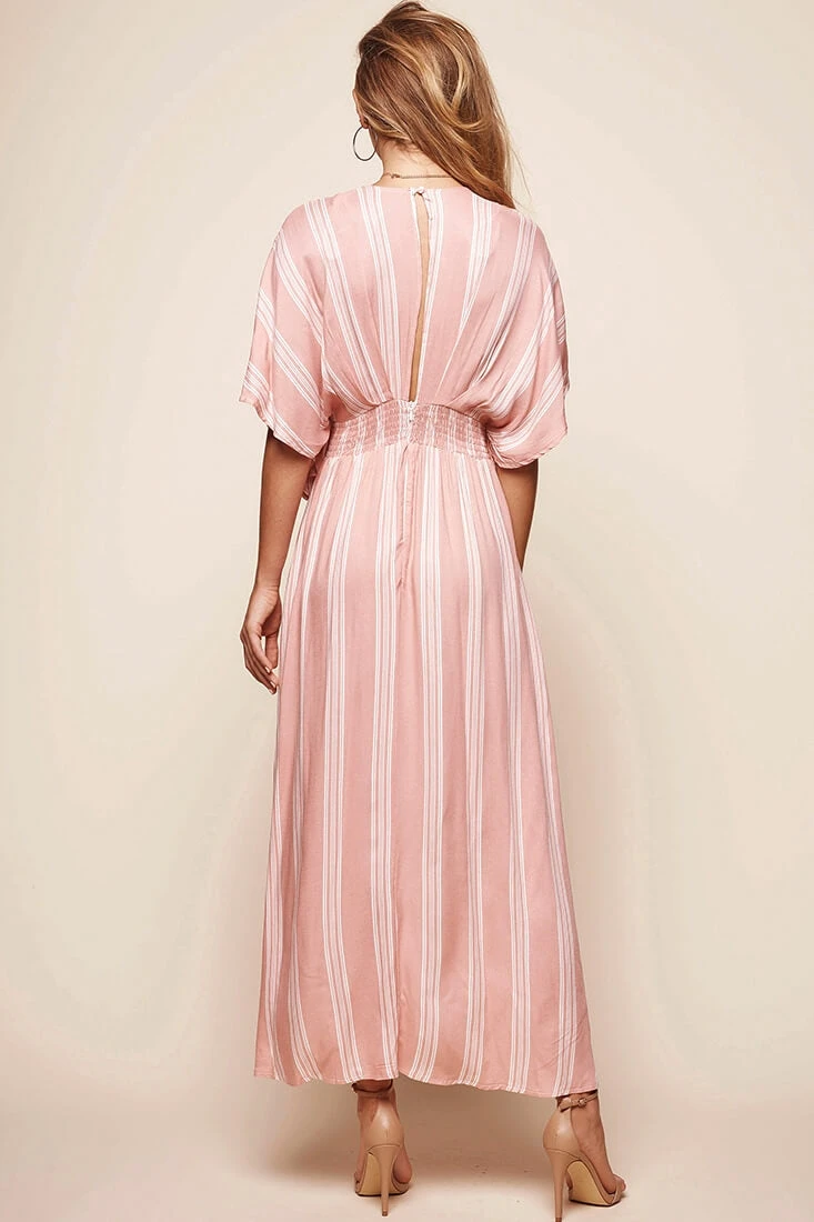 Libby Maxi Dress Peach Stripe - Image 5
