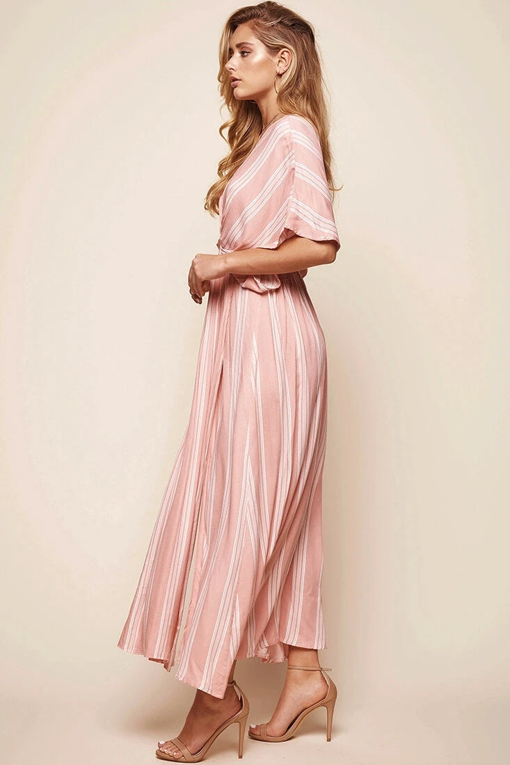 Libby Maxi Dress Peach Stripe - Image 4