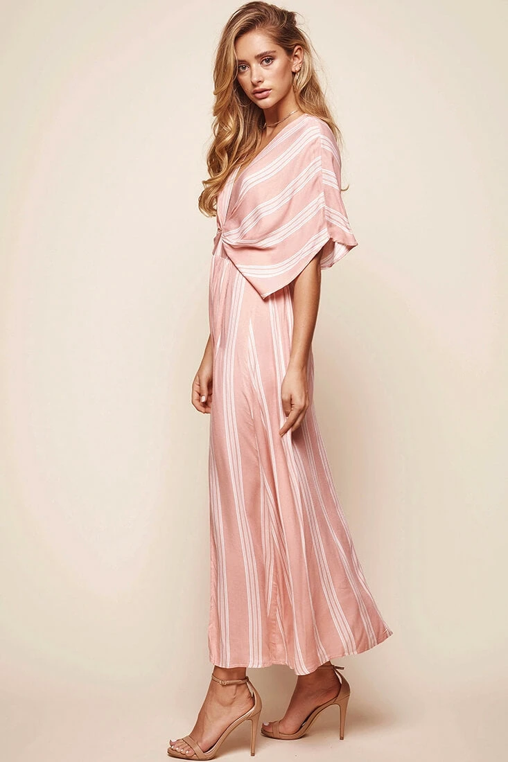 Libby Maxi Dress Peach Stripe - Image 3