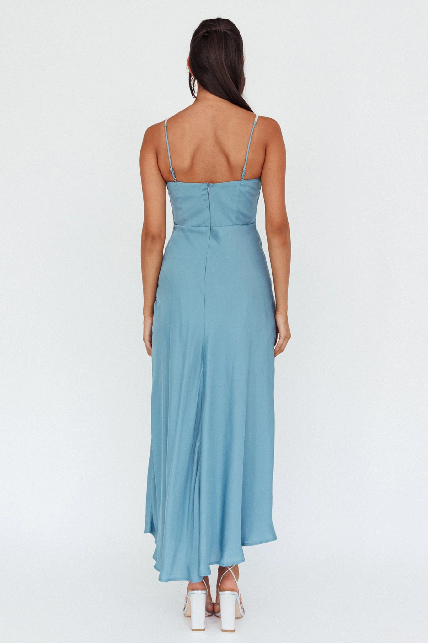 Linka Diamante Strap Maxi Dress Steel - Image 2