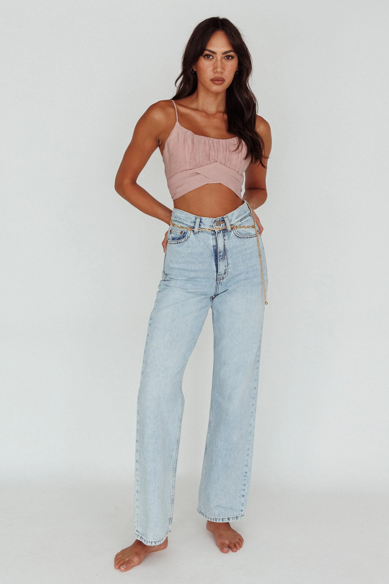 Linka Cami Strap Crop Top Blush - Image 3