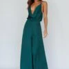 Jaclyn Wide-Leg Cowl Neck Jumpsuit Forest Green