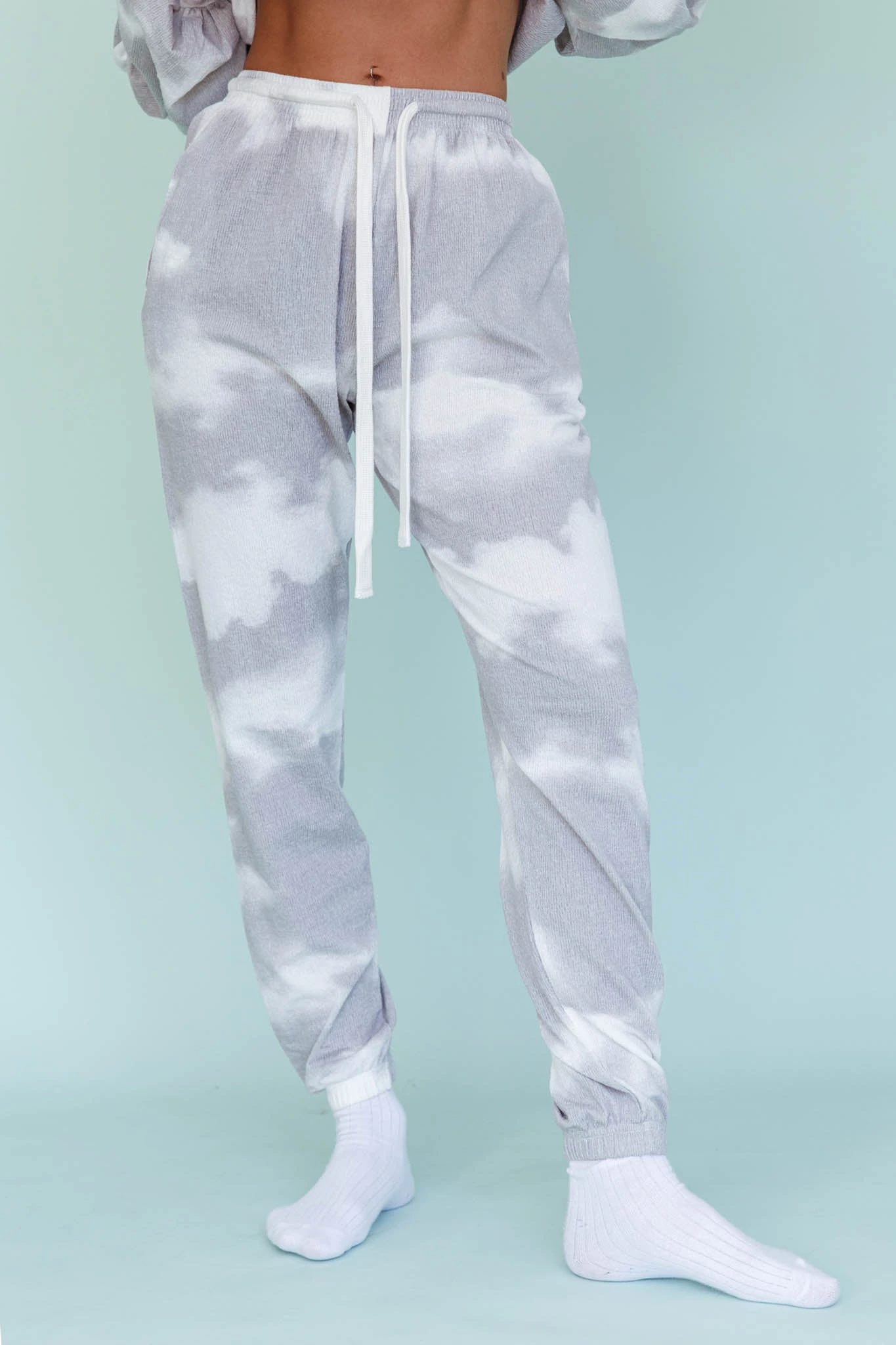 Low Key Drawstring Ribbed Pants Grey - Image 4