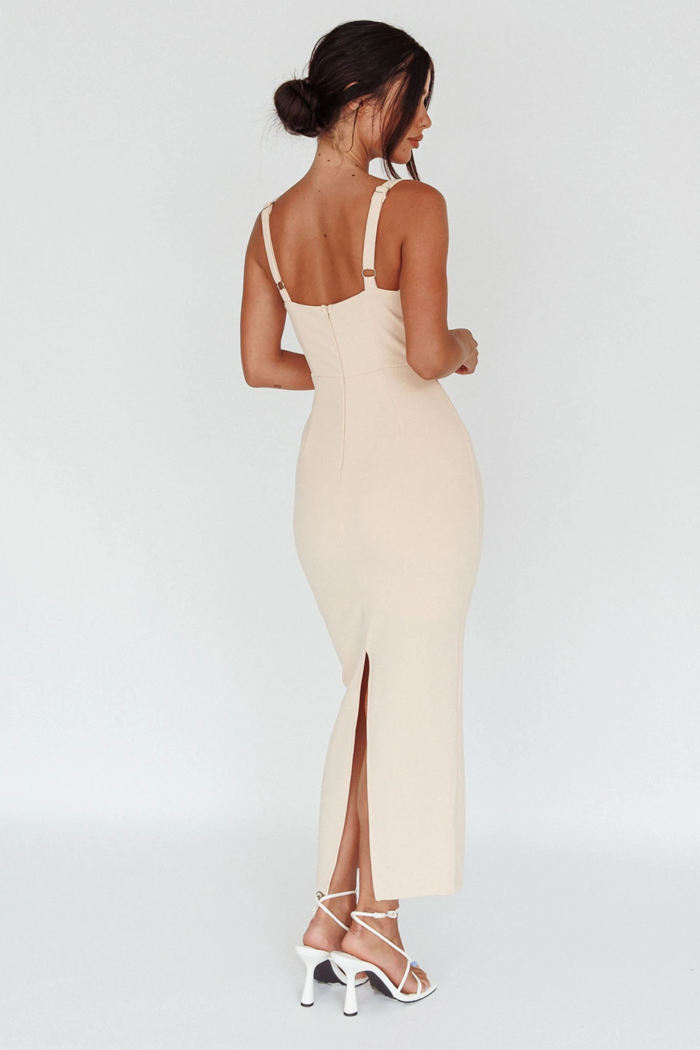Winter Garden U-Neckline Maxi Dress Beige - Image 2