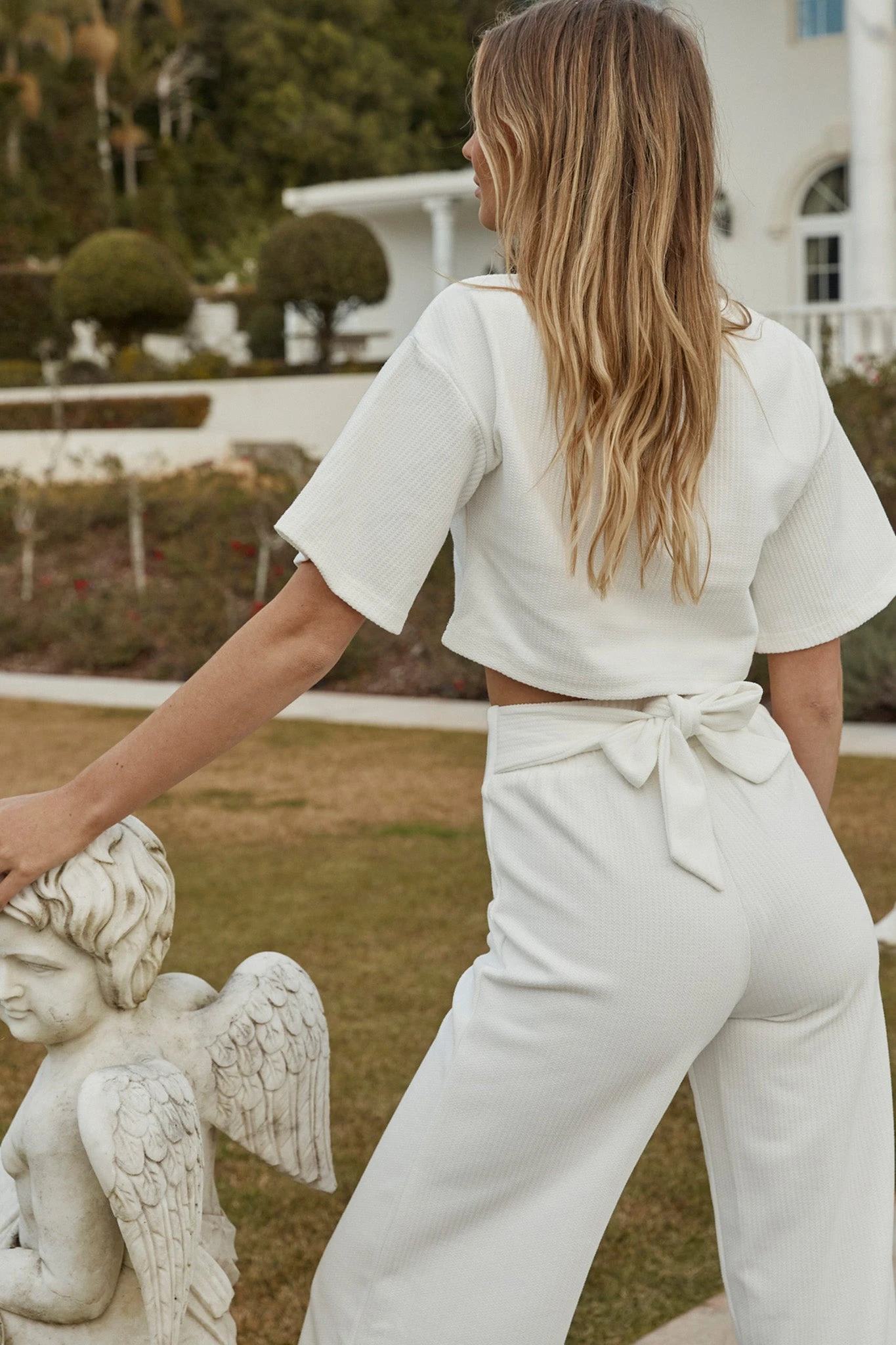 Larissa Waist Tie Wide Leg Pants White - Image 2