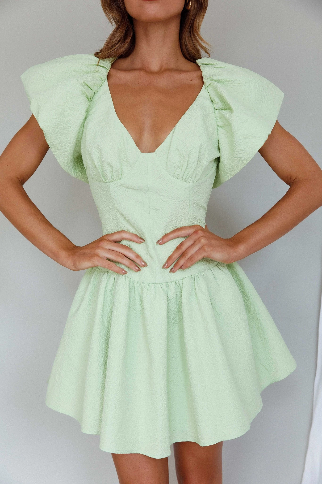 Self Love Flounce Hem Dress Lime - Image 4