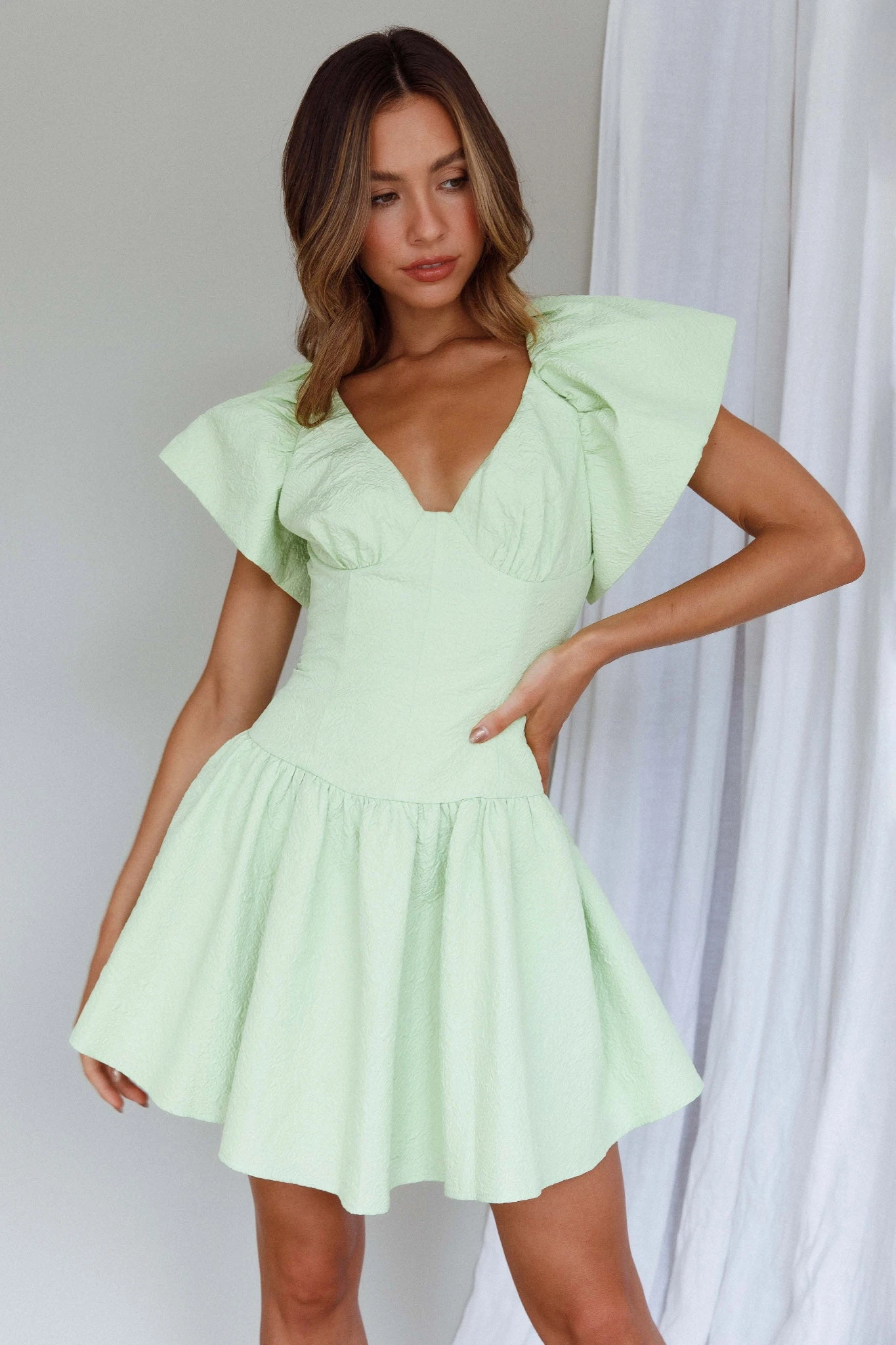 Self Love Flounce Hem Dress Lime - Image 5
