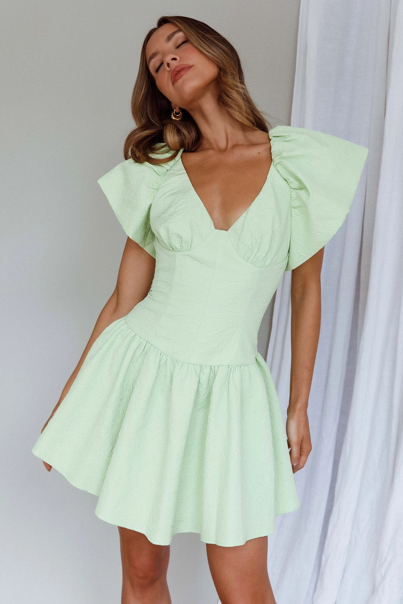 Self Love Flounce Hem Dress Lime - Image 7