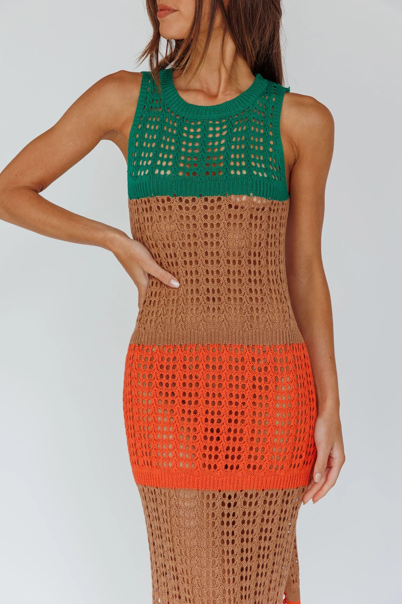 Wild Thing Crochet Maxi Dress Green - Image 4