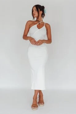 Planets Align Double Strap Midi Dress White