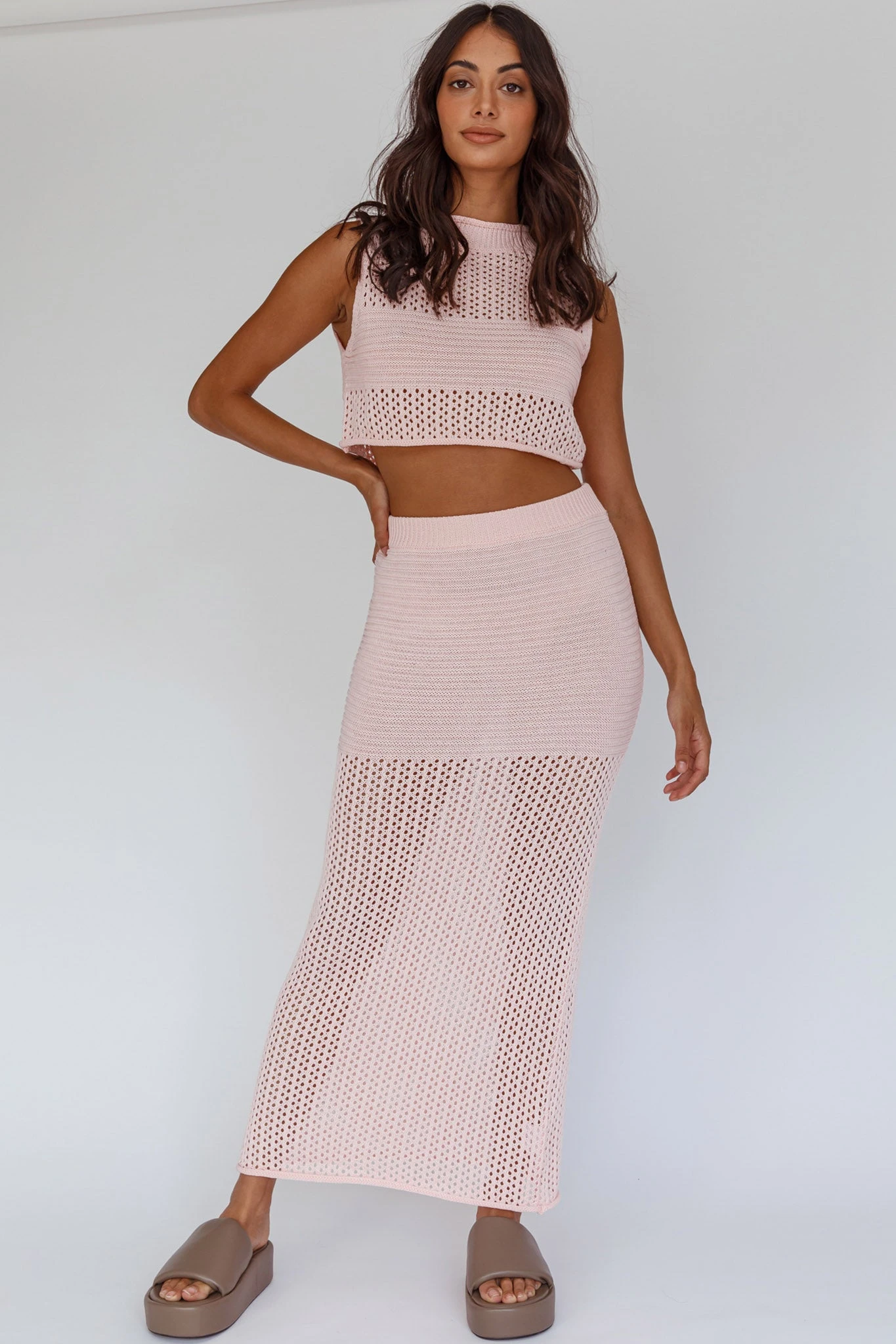 Bayside Crochet Maxi Skirt Pink - Image 7