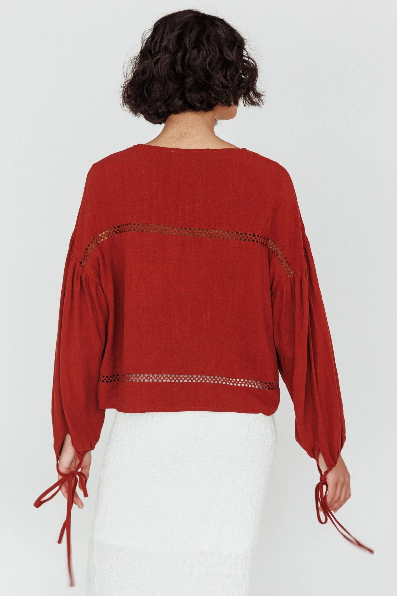 Waltz Long Sleeve Embroidery Trim Top Tobacco - Image 2
