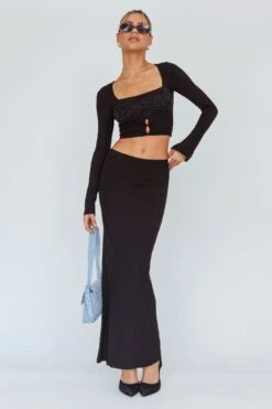 Lauryn Stretch Maxi Skirt Black