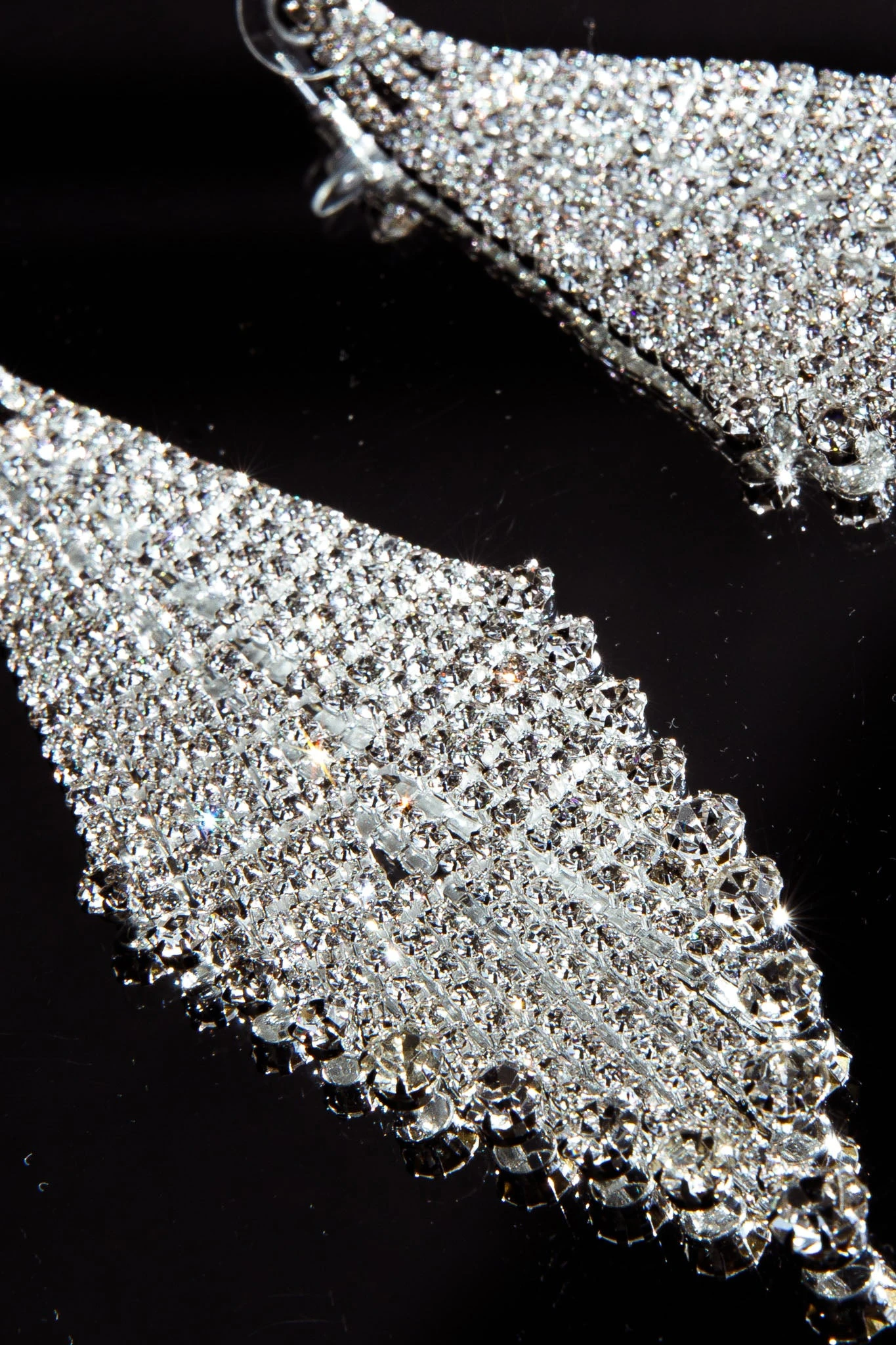 Rani Diamante Tassel Earrings Silver - Image 3