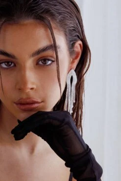 Khloe Diamante Tassel Earrings Silver