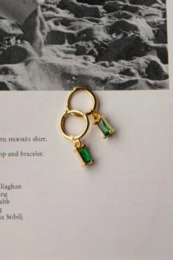 April Diamante Drop Hoop Earrings Teal