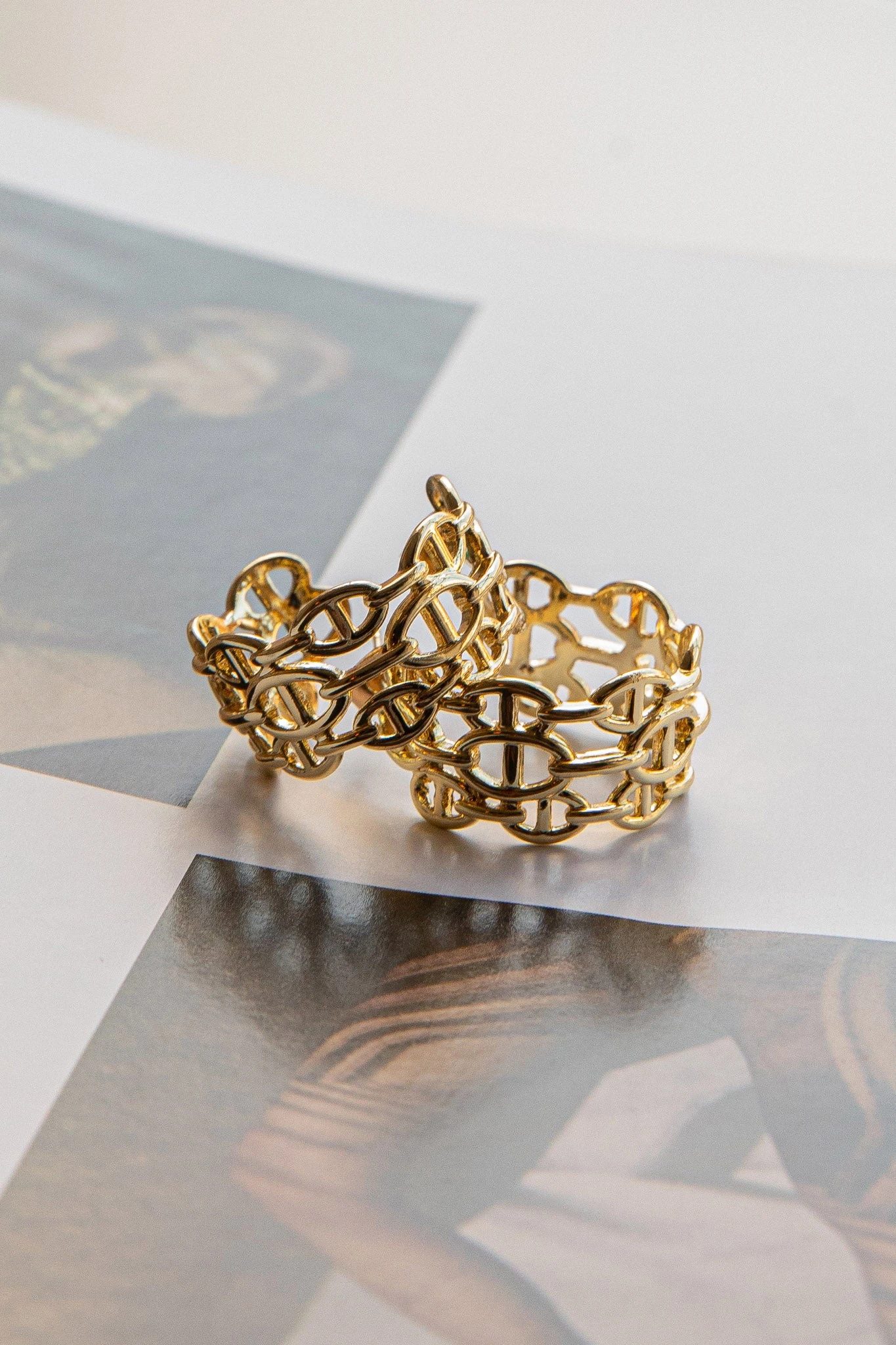 Georgiana Open Chain Hoop Earrings Gold - Image 2