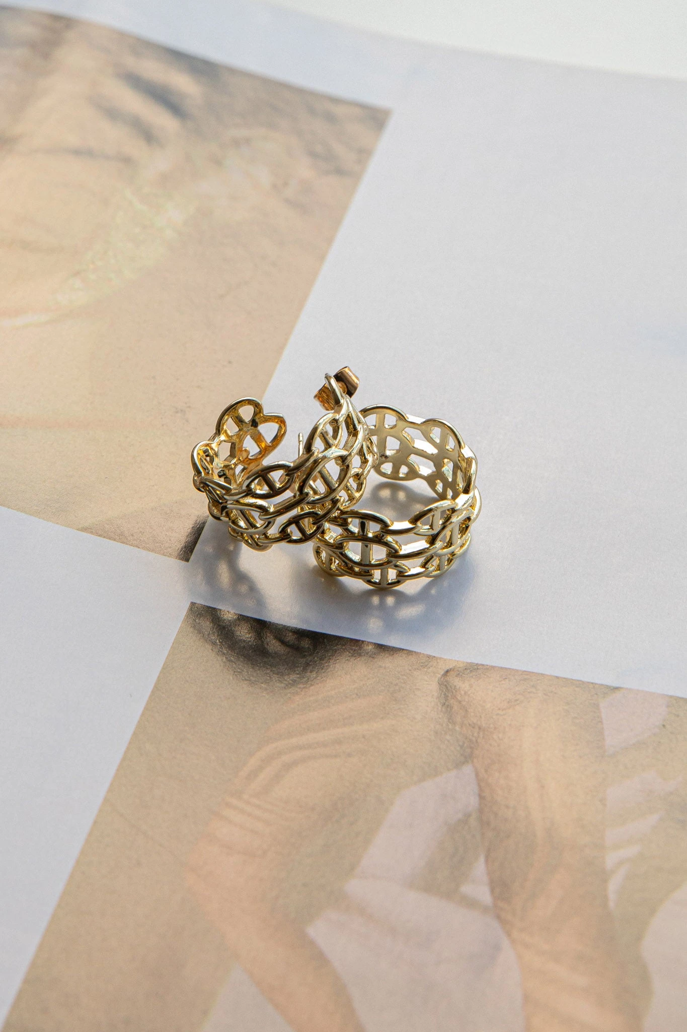 Georgiana Open Chain Hoop Earrings Gold - Image 6