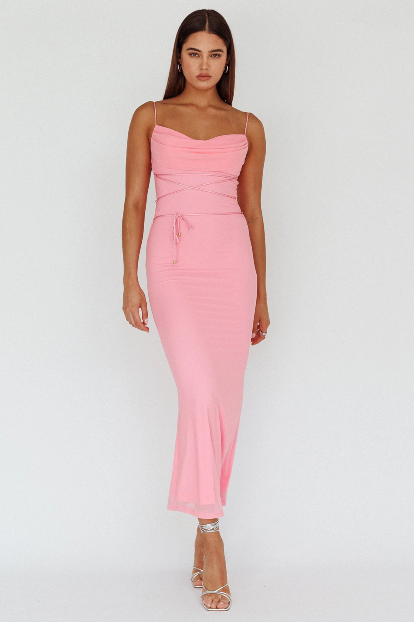 Teava Laced Waist Maxi Dress Blush - Image 3