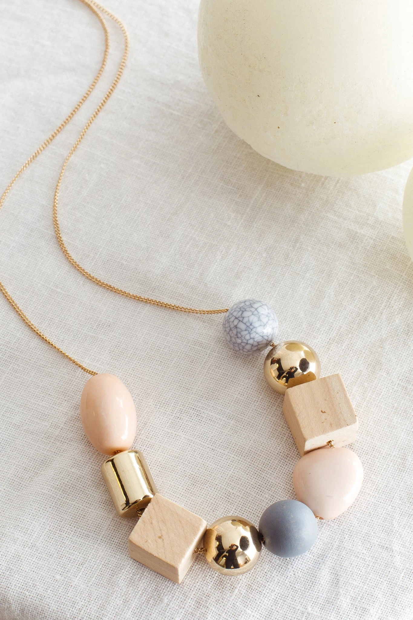 Imogen Mix Bead Necklace Pink