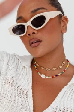 Regina Cat-eye Acetate Sunglasses Cream