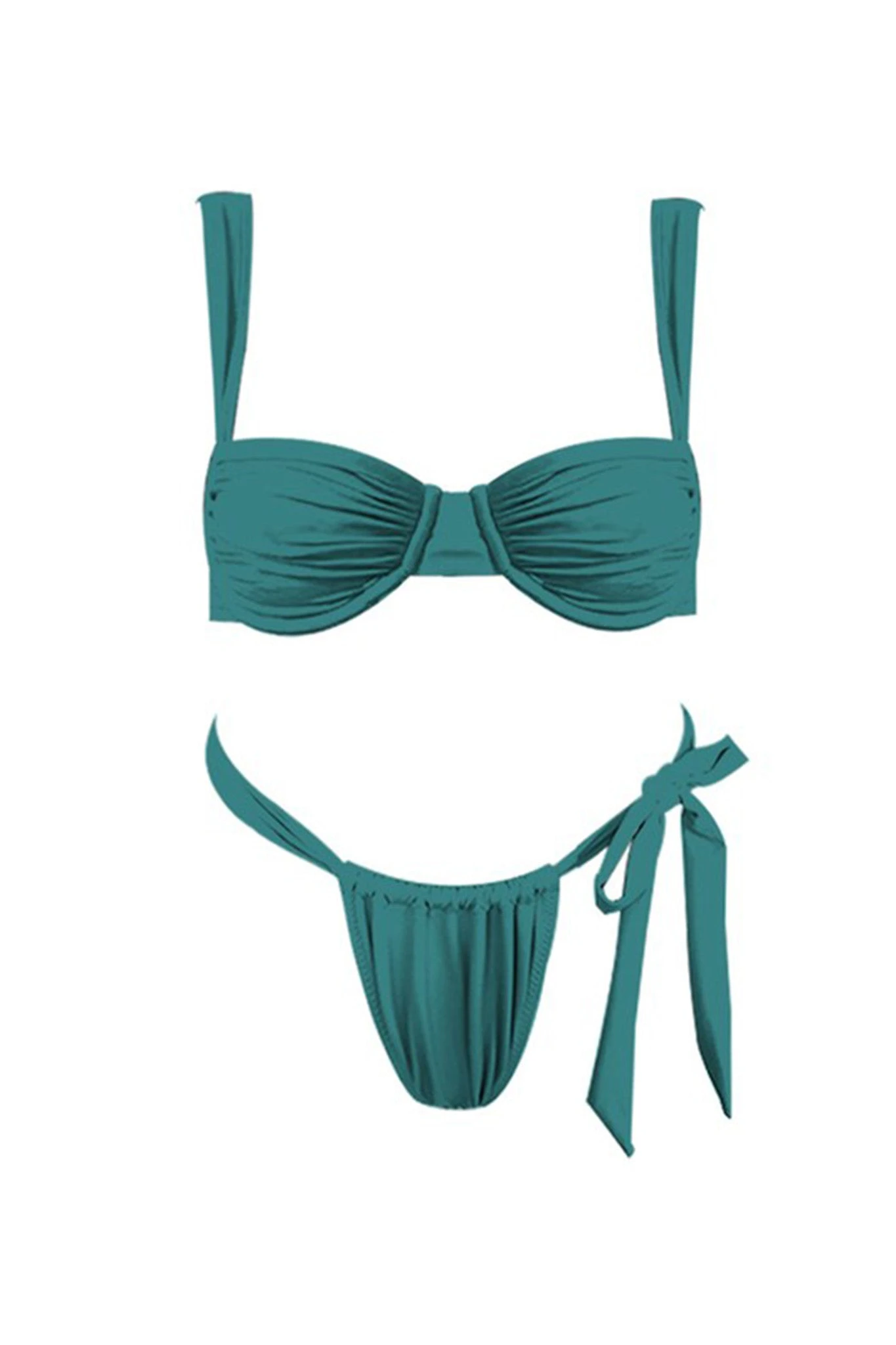 Malibu Gathered Bikini Top Teal Blue - Image 4