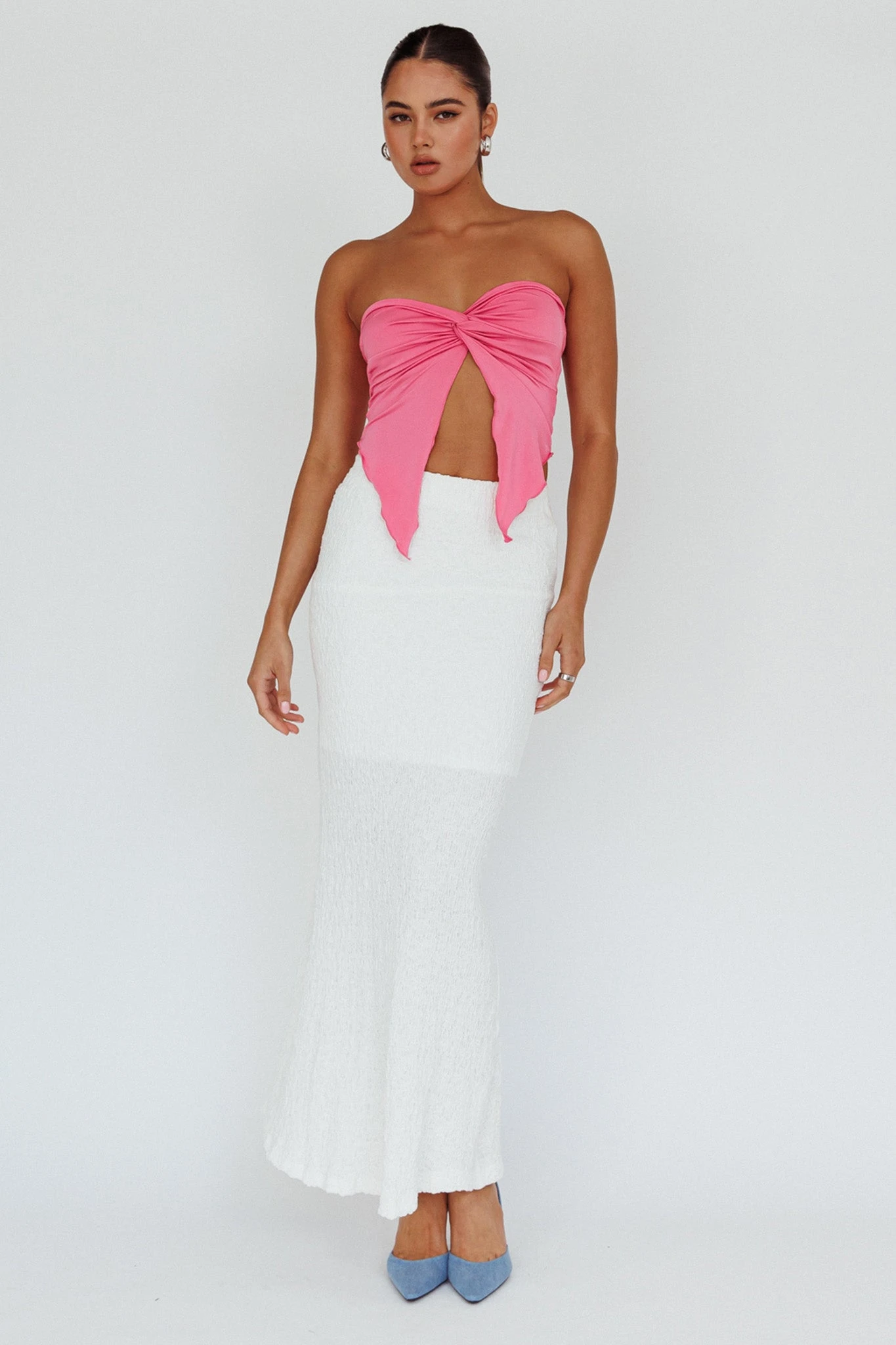 Lulu Strapless Crop Top Candy Pink - Image 3