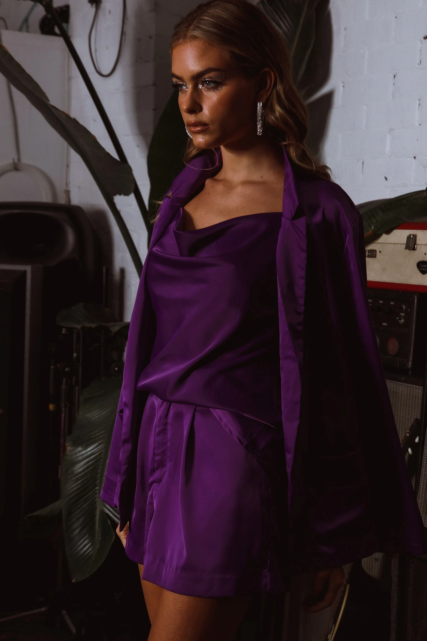 Taylah Cowl Neck Cami Top Purple - Image 4