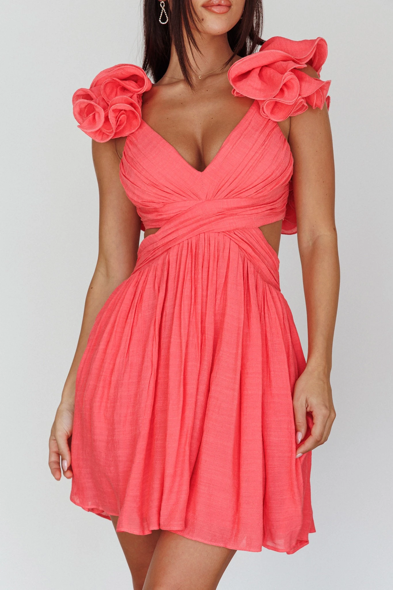 Adagio Lace-Up Back Mini Dress Flamingo - Image 4