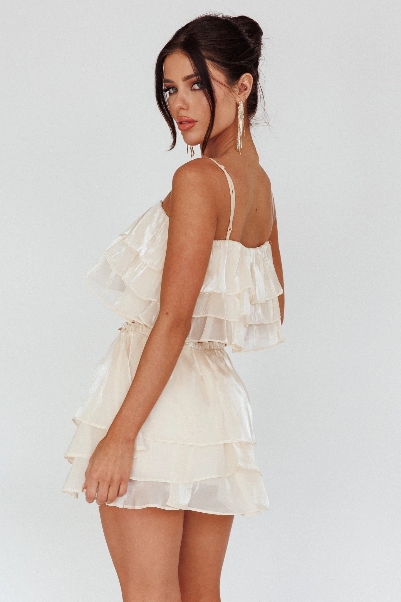 Easy To Love Layered Ruffle Shorts Cream - Image 2