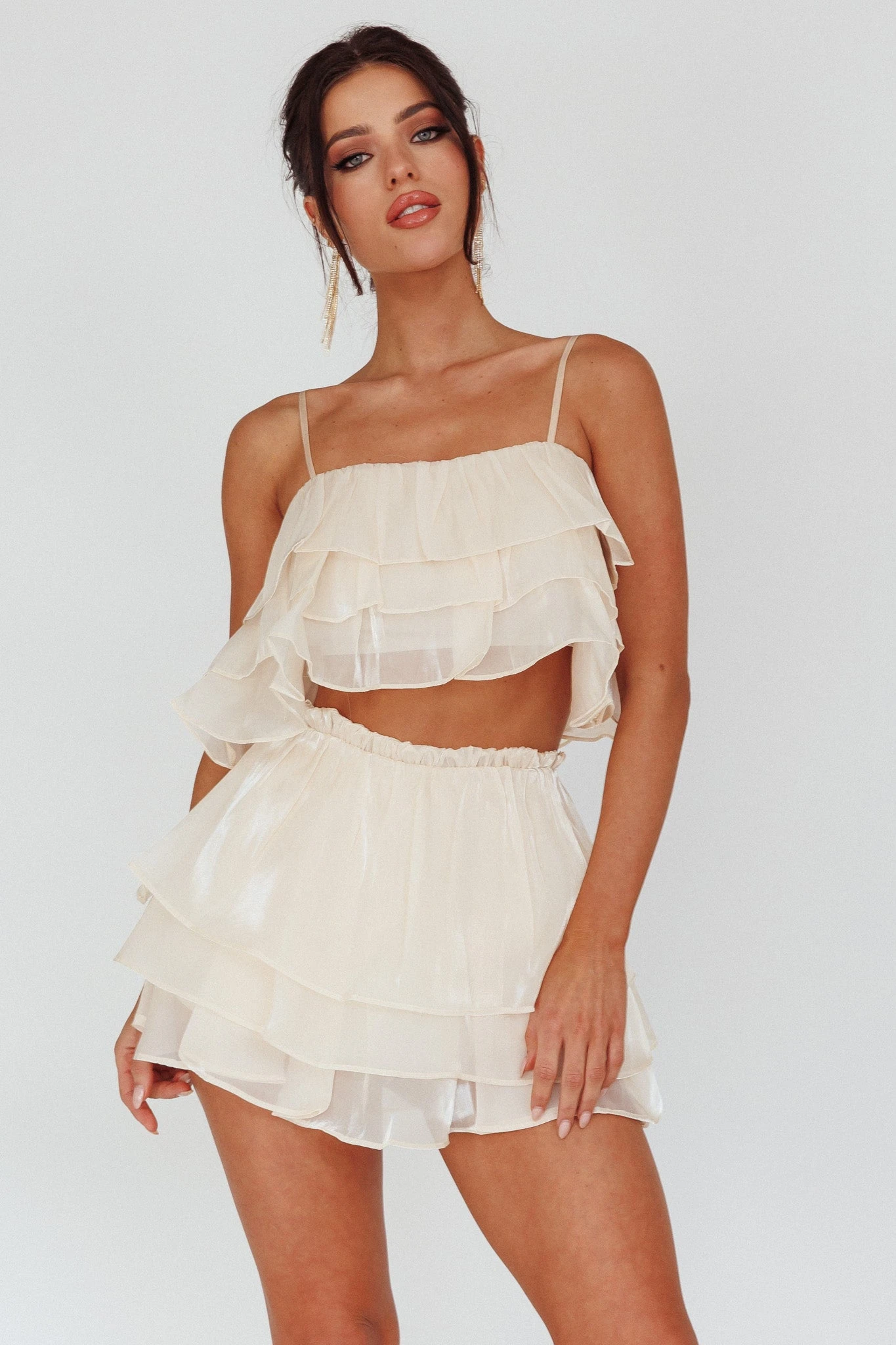 Easy To Love Layered Ruffle Shorts Cream - Image 5