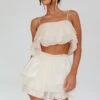 Easy To Love Layered Ruffle Crop Top Cream