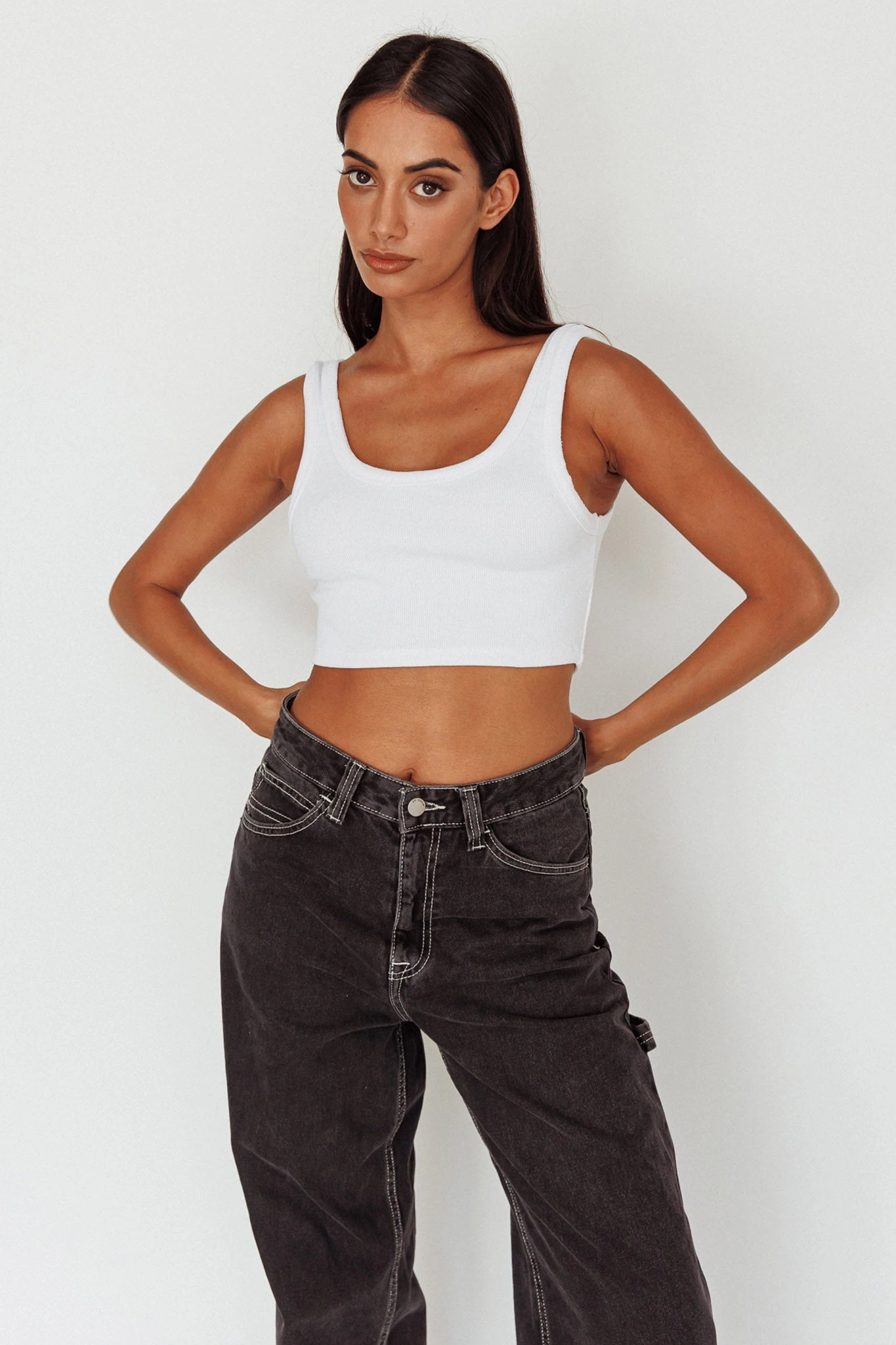 Drifting Ribbed Crop Top White - Image 5