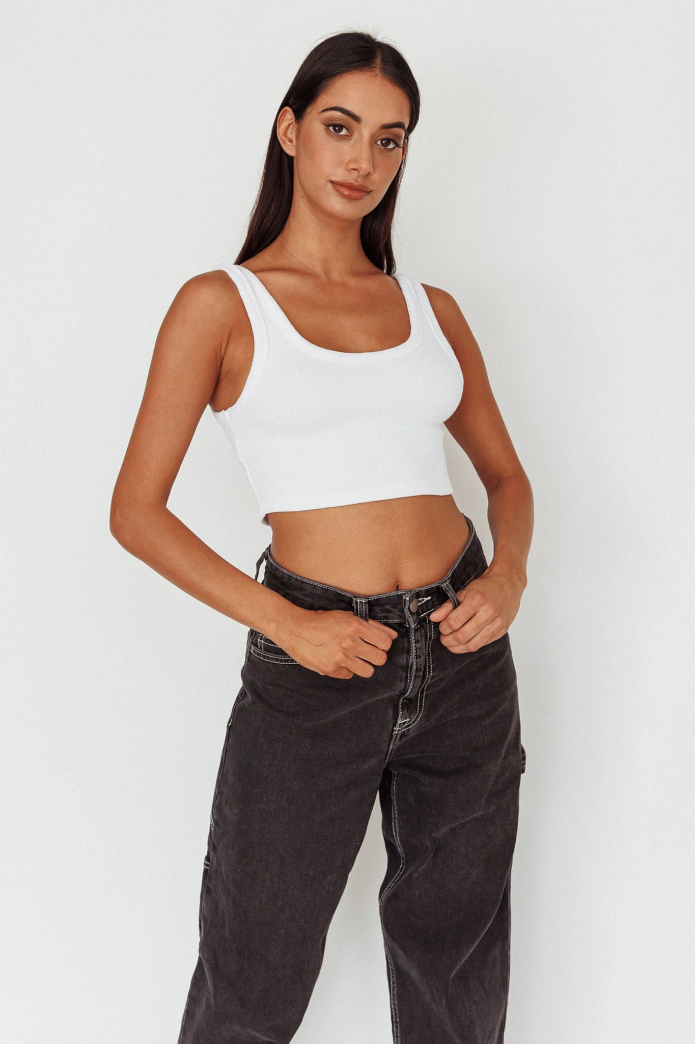 Drifting Ribbed Crop Top White - Image 6