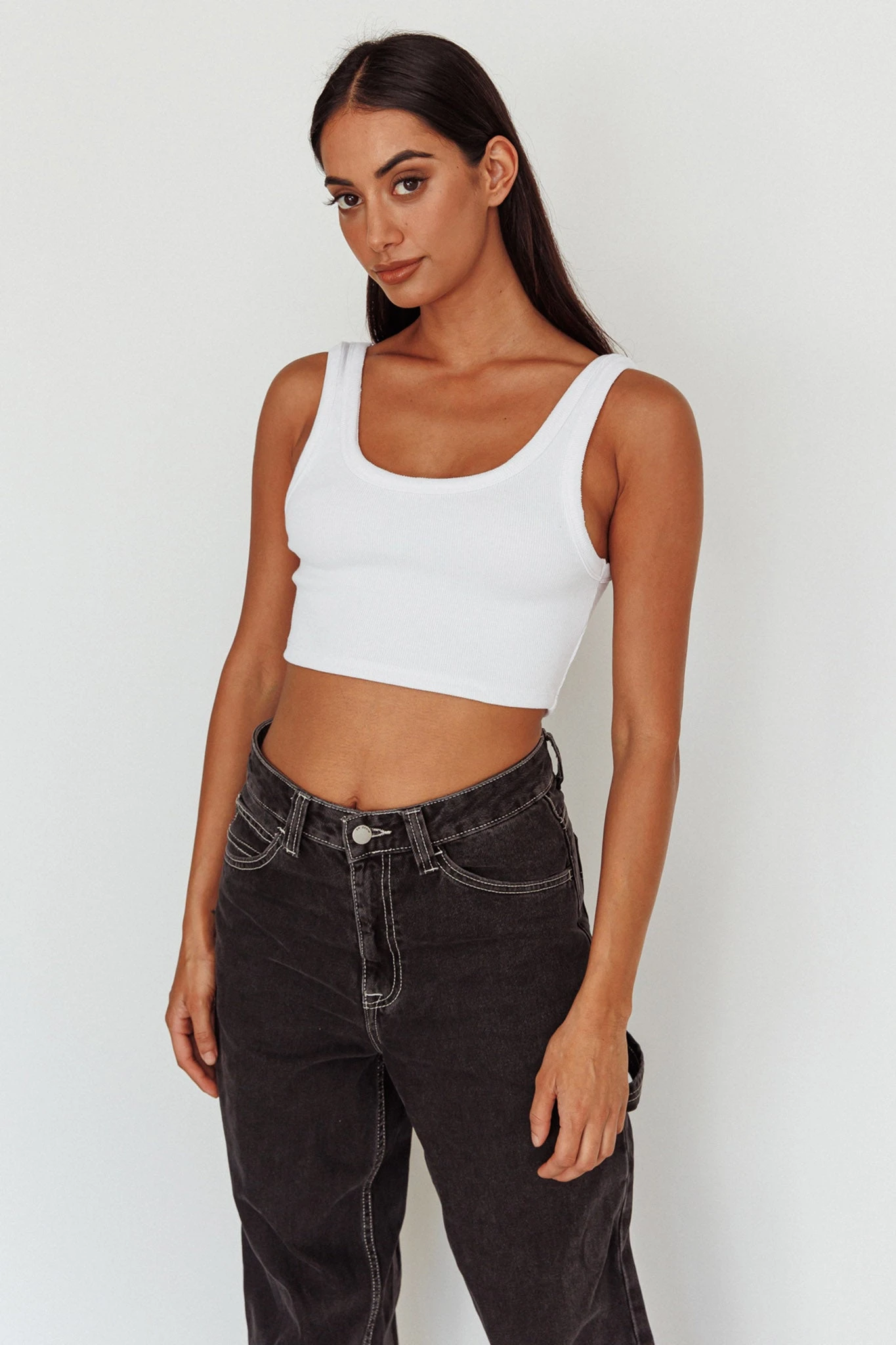 Drifting Ribbed Crop Top White - Image 7