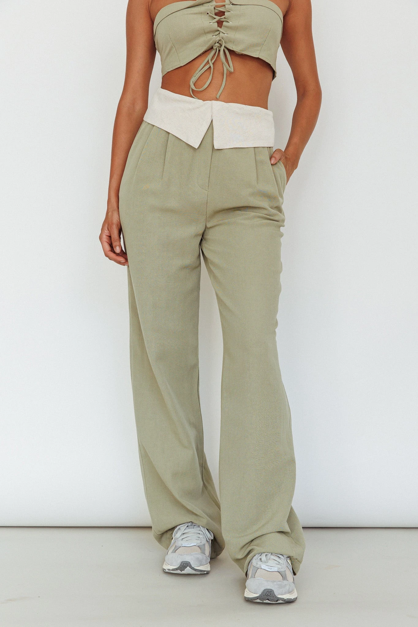 East Village Foldover Pants Sage - Image 4