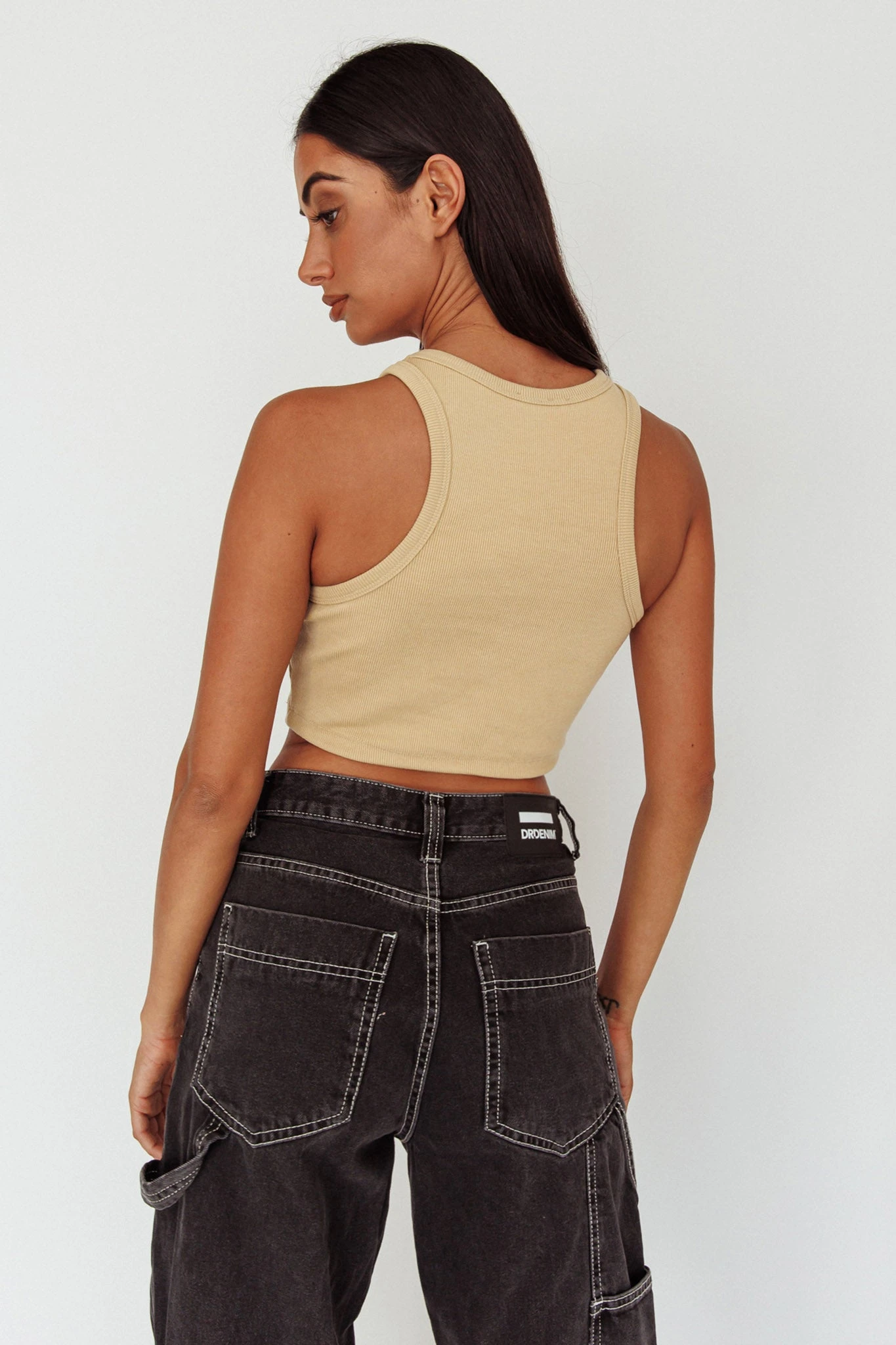 Bryn Racerback Crop Top Sand - Image 2