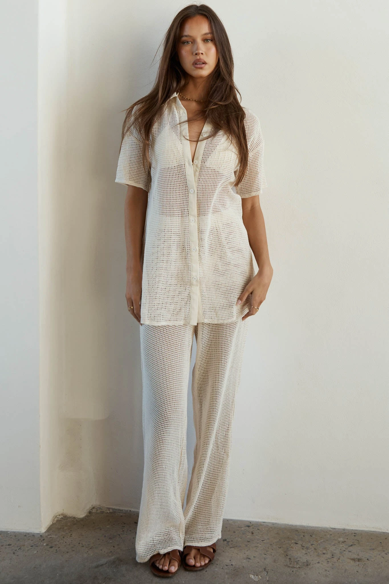 SNDYS Hyams Buttoned Knit Top Sand - Image 3