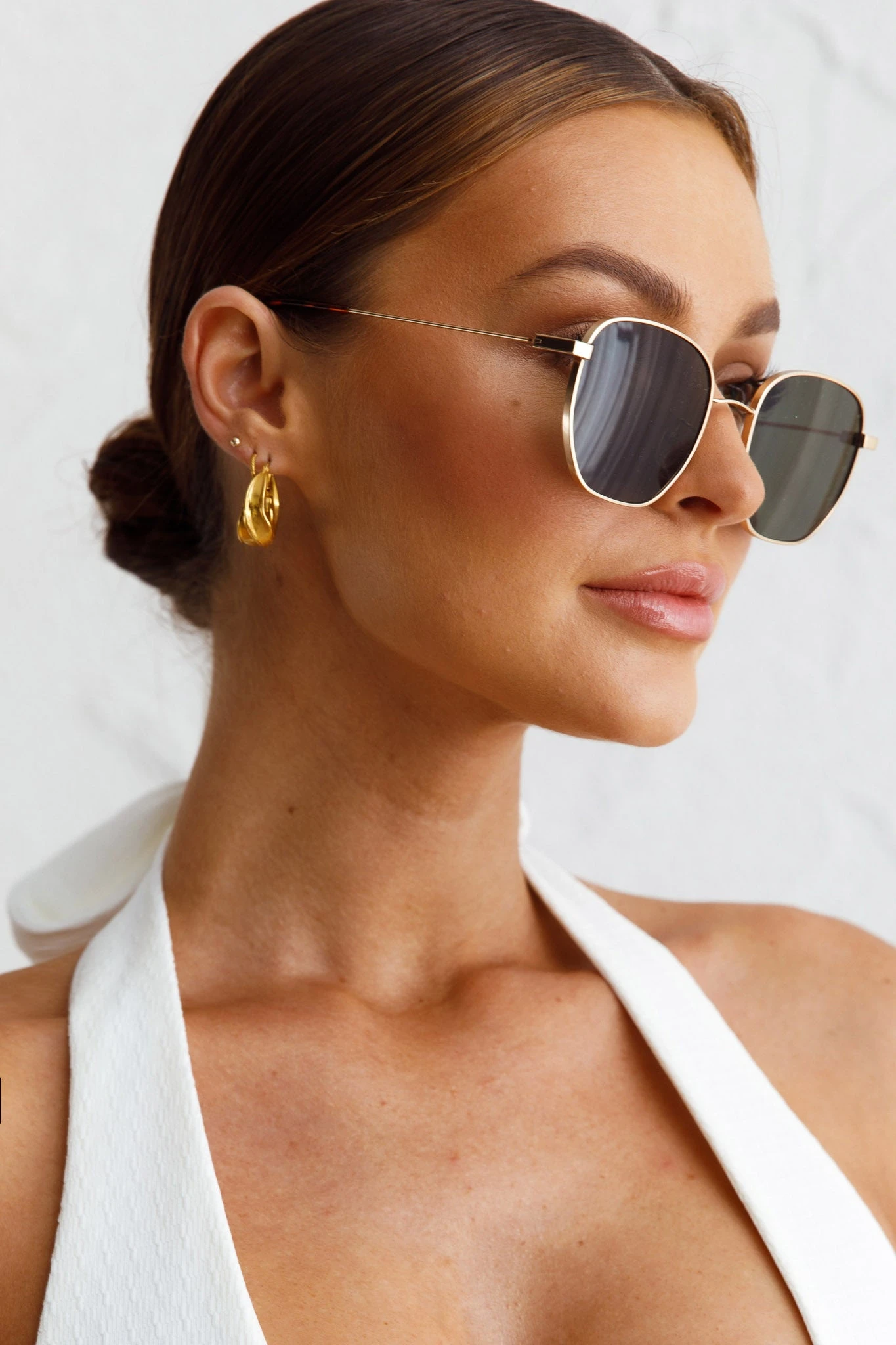 Farrah Gold Aviator Sunglasses Moss
