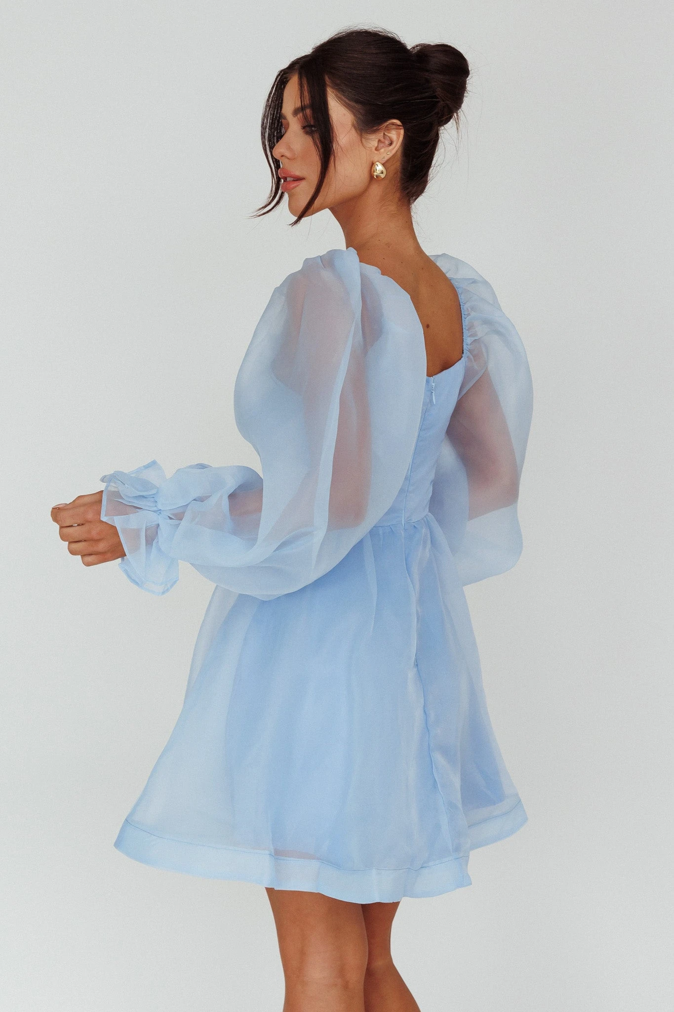 I've Got Sunshine Long Sleeve Mini Dress Light Blue - Image 2