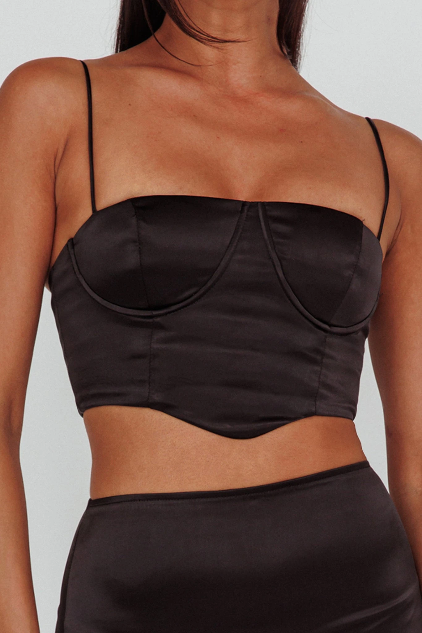 Zeina Satin Crop Top Black - Image 4