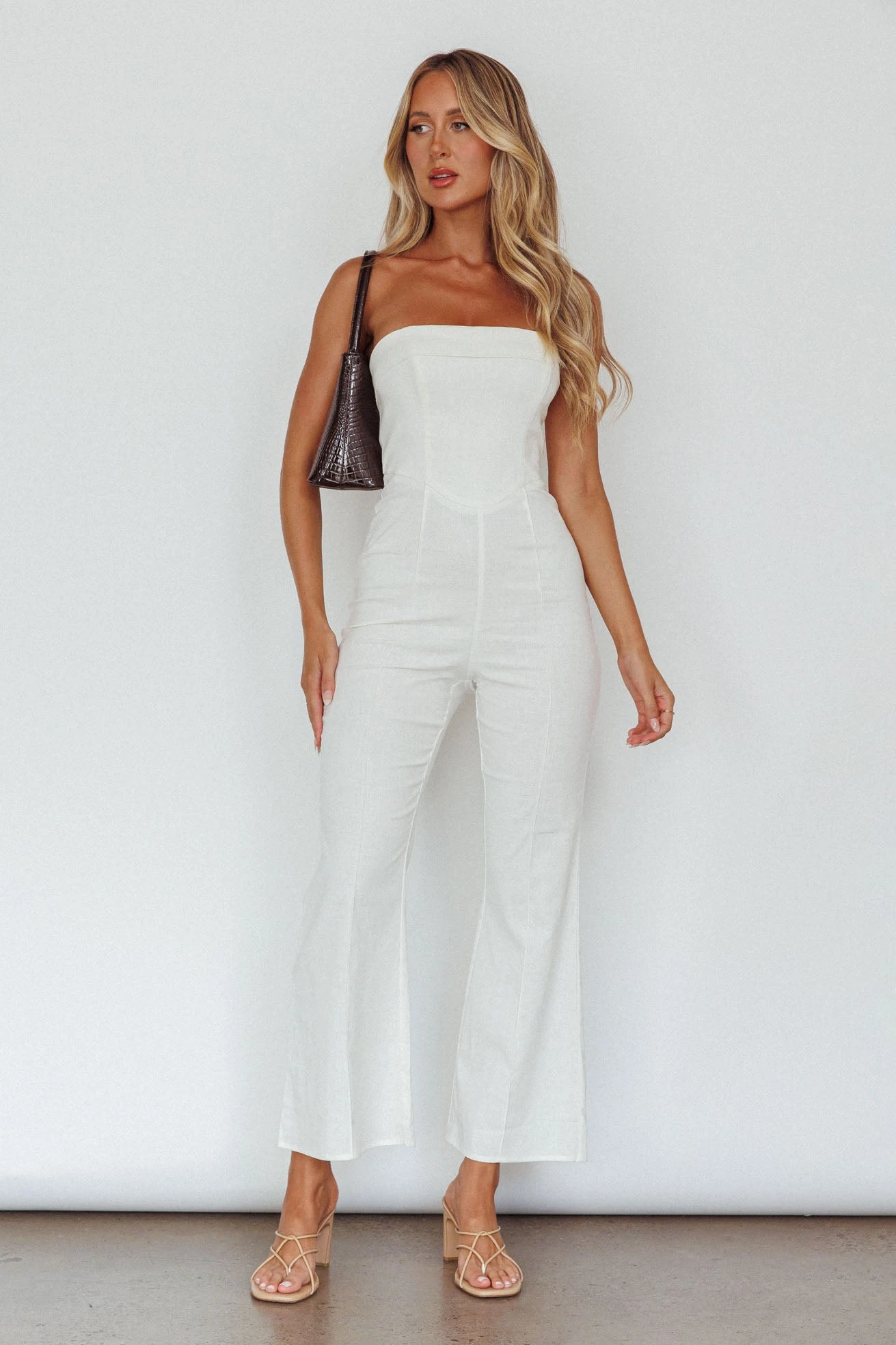 What's The Catch Strapless Jumpsuit White - Image 5