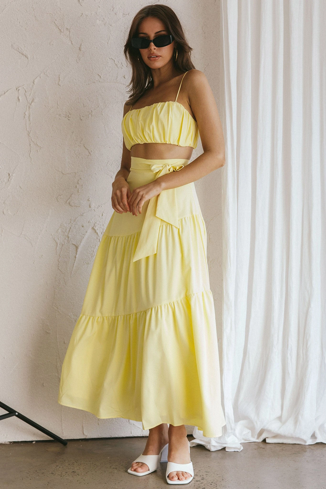 Bondi Waist Tie Maxi Skirt Lemon - Image 3